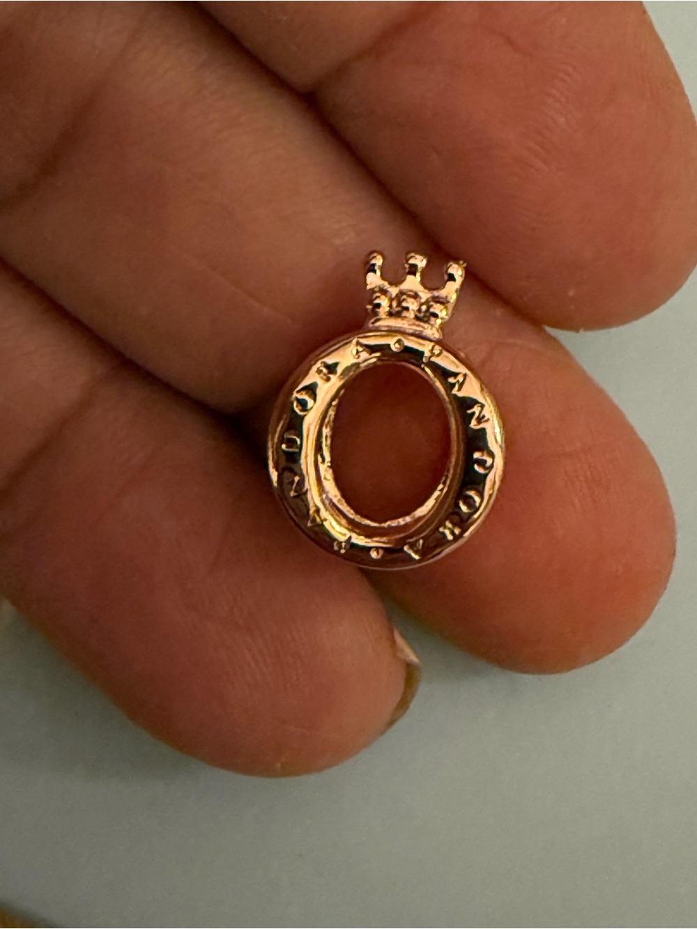 Rose Gold-Tone Crown Ring Pendant Charm Necklace Accent